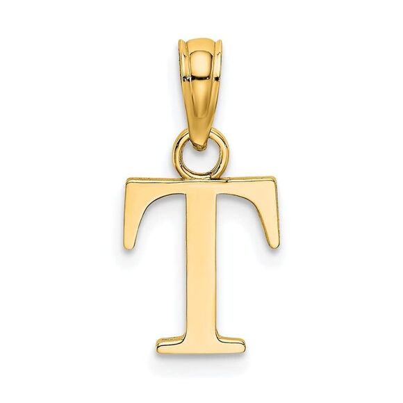 10K Yellow Gold Polished T Block Initial Charm - Picture 9 of 9